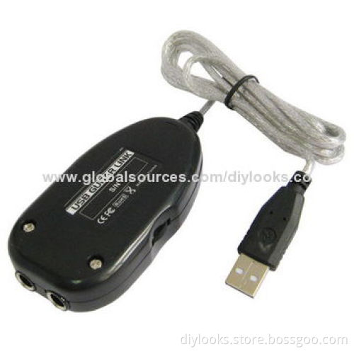 Guitar to USB Interface Link Cable, PC/Mac Recording (Black)